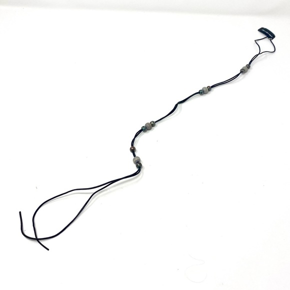 New Free People Braid-In Hair Clip Extension Leather Beads Black Gray - Picture 1 of 4